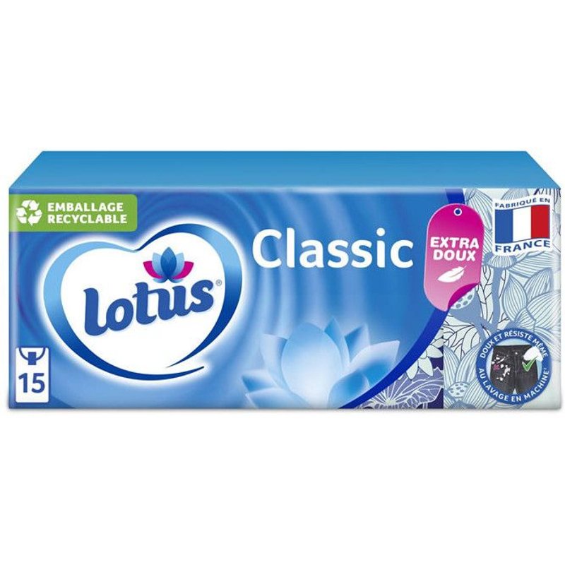 LOTUS Classic - Mouchoirs étuis 4 épaisseurs 15 étuis