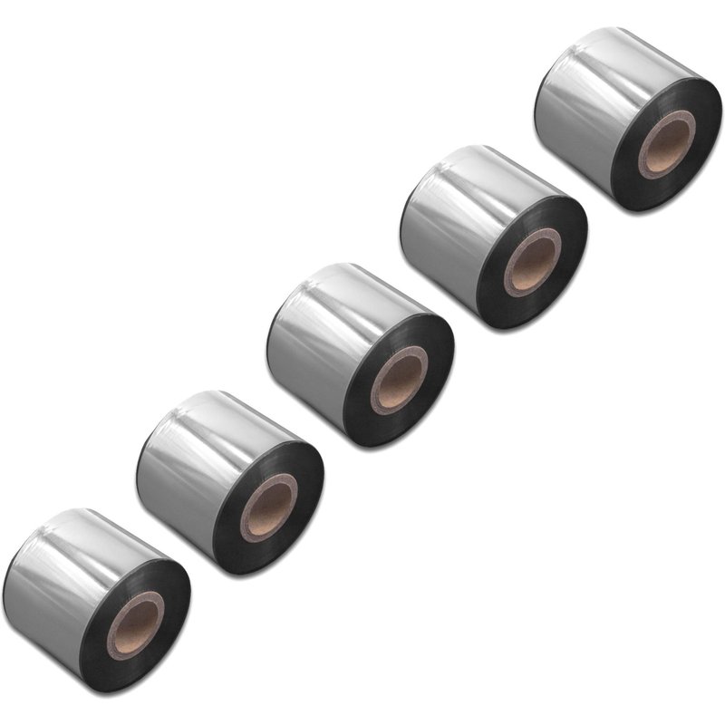 vhbw 5x Ruban de transfert thermique permanent noir 50mm 300m pour imprimantes, imprimantes d'étiquettes Citizen CLP-621, CLP-631, ...