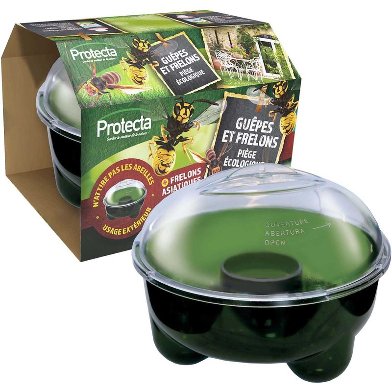 Piège à guêpes et frelons bicolore écologique PROTECTA avec liquide attractif 2 4 L