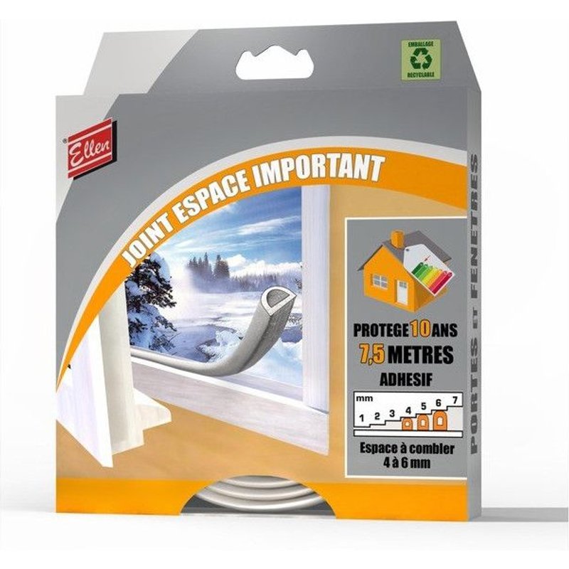 Joint de calfeutrage profil D blanc 7.5m ELLEN - ELLEN - 3000031