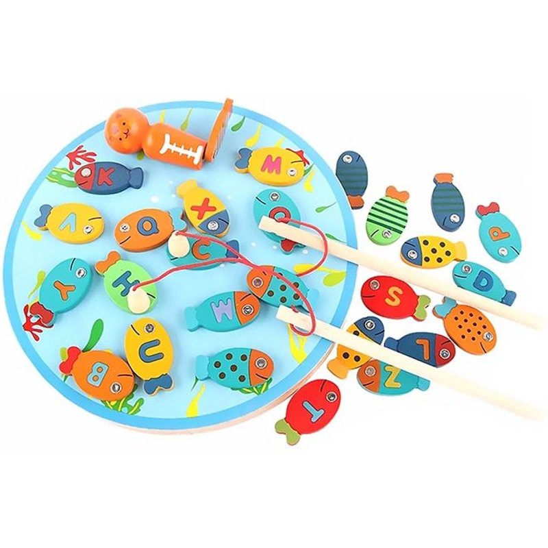 Jeu De Société Magnétique En Bois 3d Pour Enfants, Maths, Arithmétique, Jeu De Pêche, Alphabet Montessori, Capture De Poisson, Aide Au Comptage
