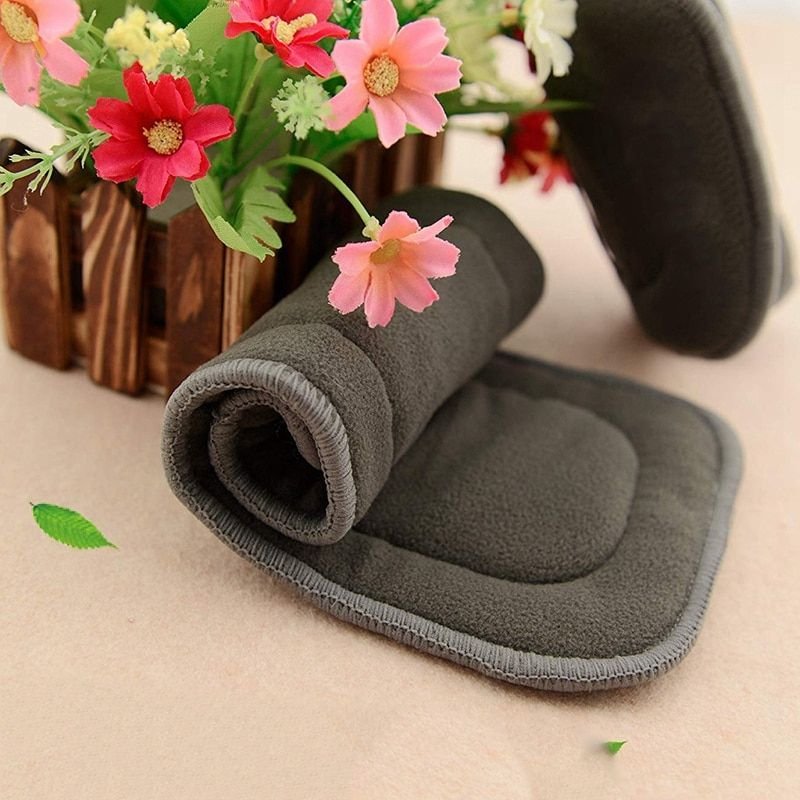 Paquet De 12 Inserts De Couches Lavables En Bambou De Charbon De Bois Doux Et Réutilisables De 5 Couches, Doublures De Couches Lavables À Haute Absorption Pour Les Bébés Et Pour