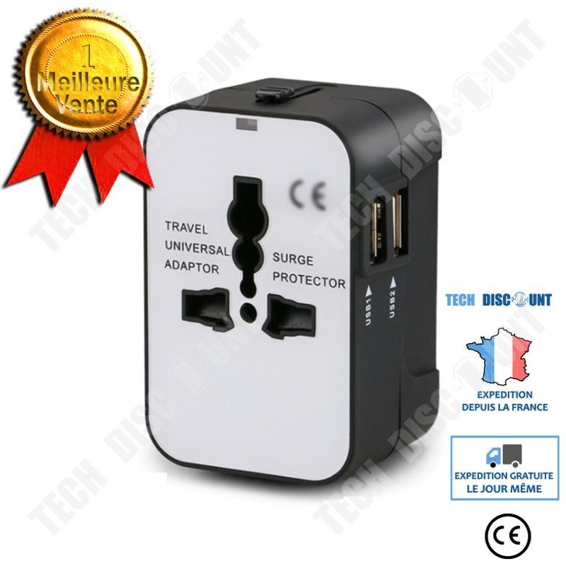Adaptateur Prise multifonction bord noir blanc prise adaptateur de voyage adaptateur universel prise adaptateur de voyage multi-