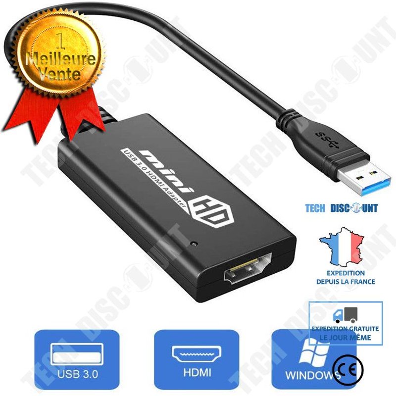 Convertisseur USB3.0 vers HDMI convertisseur usb vers hdmi câble adaptateur vidéo haute définition câble graphique externe noir