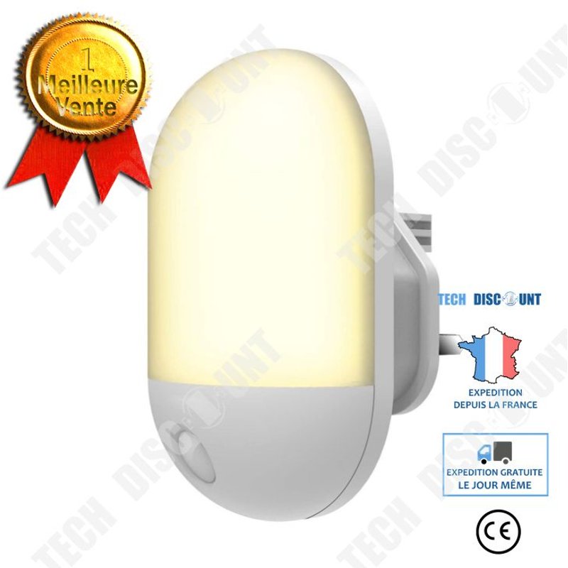 Veilleuse Led,Techole Lampe Nuit Murale Automatique Plug-And-Play Avec Capteur Crépusculaire, Veilleuse Enfant Eclairage Pour Ch