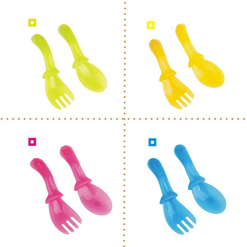 Ensemble De 4 Cuillères Et Fourchettes En Pp De Haute Qualité, Vaisselle D'apprentissage Pour Bébé, Cuillère D'alimentation Pour Bébé, Paires/Ensemble