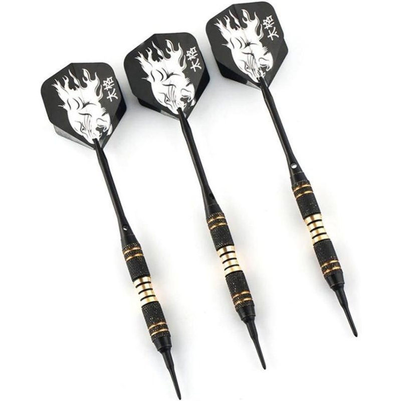 3 pièces/ensemble fléchettes noires professionnelles 18g, fléchettes de sécurité à pointe souple électronique pour jeux de fléchettes d'intérieur