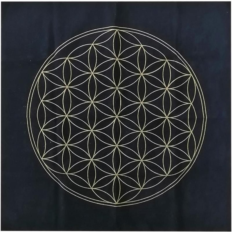 Nappe De Velours Pour Jeu De Société De Table Avec Dessin De Fleur De Vie,Tapis Spécial Pour Autel De Divination, Tarot Et Astrologie,
