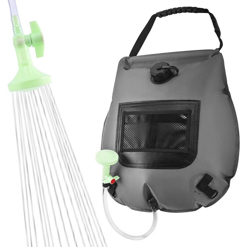 Pommeau de douche avec sac à eau 20l, pour Camping en plein air, chauffage solaire, Portable, pliant, équipement de bain d'escalade, randonnée