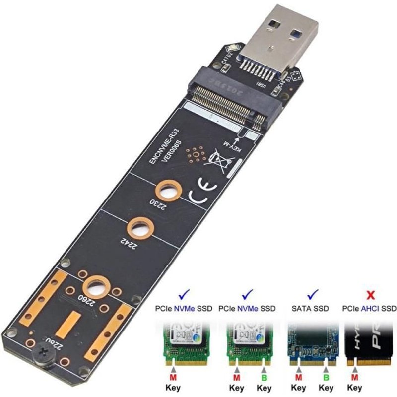 adaptateur double protocole USB3.1 vers NVME SATA, carte de conversion M2 NGFF SATA, Port USB3.1 Gen 2 vers A, Realtek RTL9210B