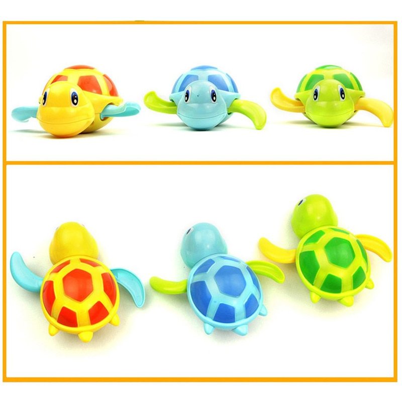 Tortue De Bain Pour Bébé, Jouet Aquatique Classique, Animal De Dessin Animé, Mignon Et Aléatoire, 1 Pièce, Chaîne Enroulée, Horloge, Jouets De Plage Pour Enfants
