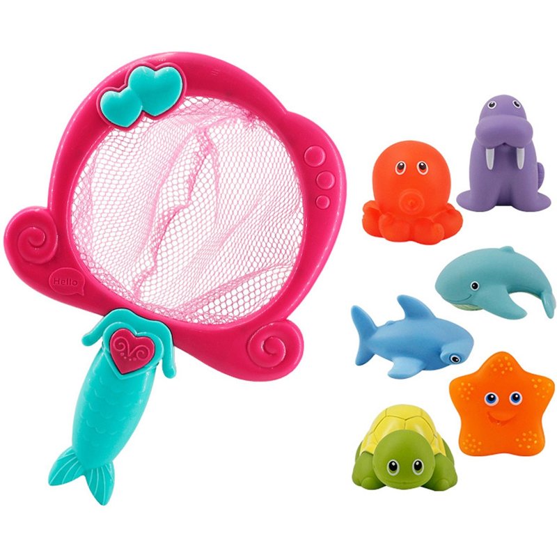 Jeux De Douche Pour Bébé, Baignoire Flottante, Jouets D'eau De Piscine De Salle De Bain Pour Bébé Avec Filet De Poisson, Jouet De Baignoire Lisse Et Sécuritaire