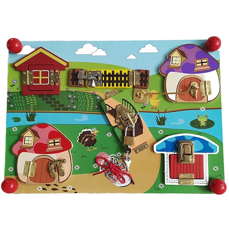 Planche D'apprentissage En Bois Montessori, Déverrouillage Des Jouets, Planche Sensorielle, Aide Pédagogique Précoce, Jouets Éducatifs Pour Enfants