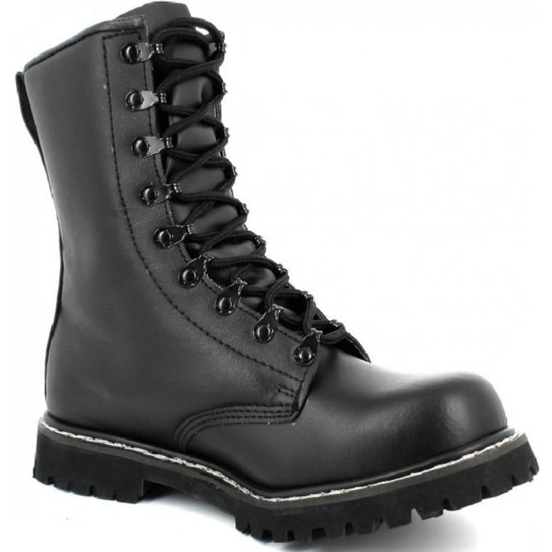 Paire De Chaussures Montantes / Rangers Bw Para En Cuir Noir Avec Bout Coque Acier Miltec - 12811000-42