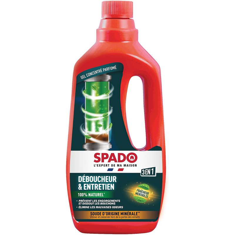 Spado entretien canalisations et déboucheur 3en1 1L