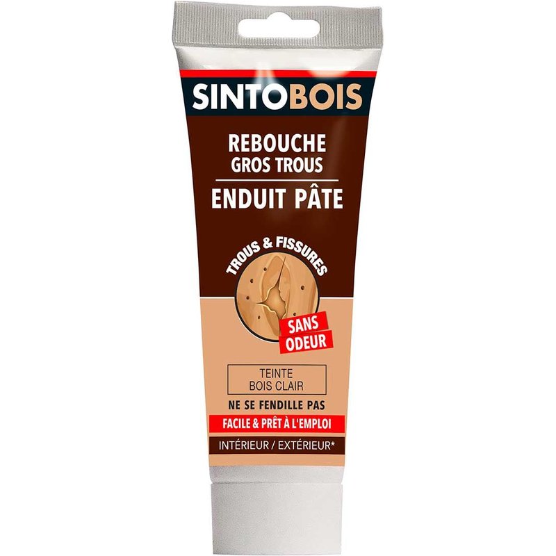 Rebouche bois prĂȘt Ă l'emploi gros trous et fissures SINTO 330g