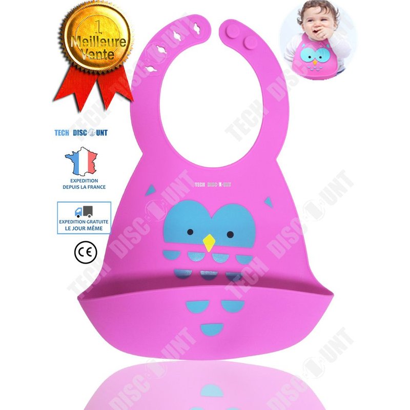 Bavoir Bebe Récupérateur Silicone Ramasse Miettes Apprentissage Alimentation Imperméable Confortable Enfant Protéger Des Tâches