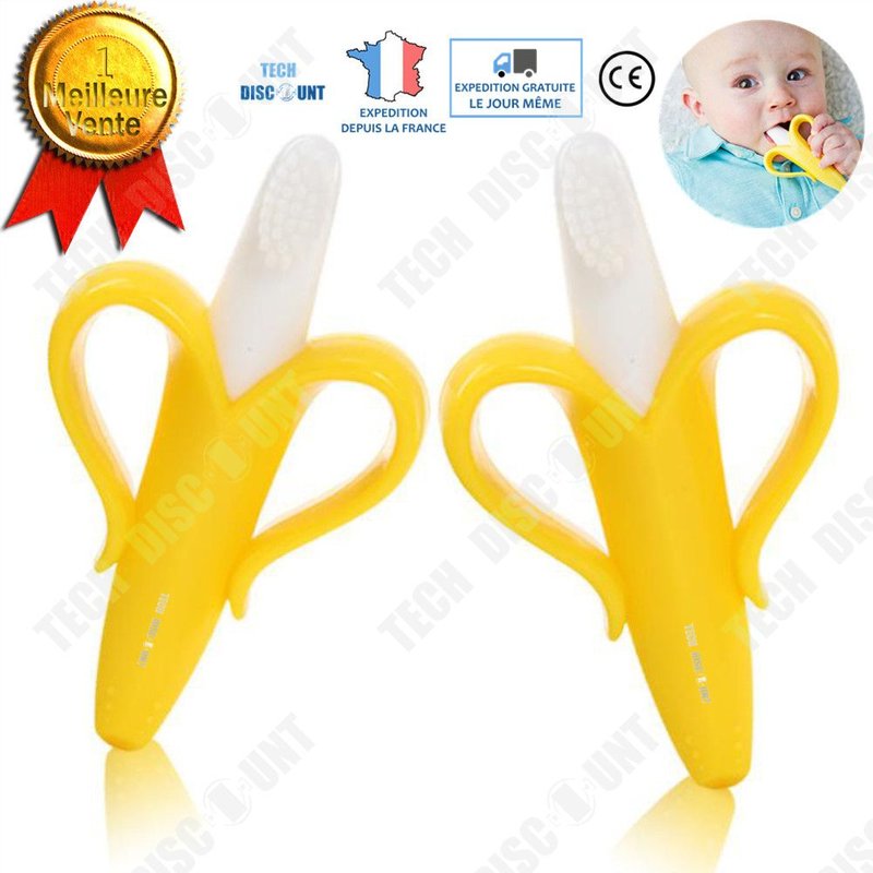 Td® Tétine Brosse À Dents Nouveaux Nés Bébé Dentition Motif Banane Dentaire Jouet Silicone Base Dentaire Dent