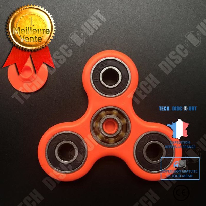Fidget Spinner Toy / Hand Spinner/ Tri-Spinner Avec Perles En Acier Inoxydable/ Jouet Anti Stress Et Anxiété.Orange