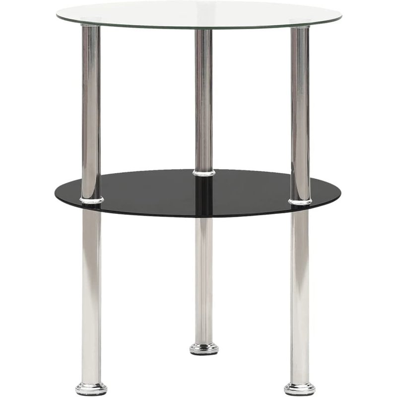 Vidaxl Table D'appoint 2 Niveaux Transparent Et Noir 38cm Verre Trempé