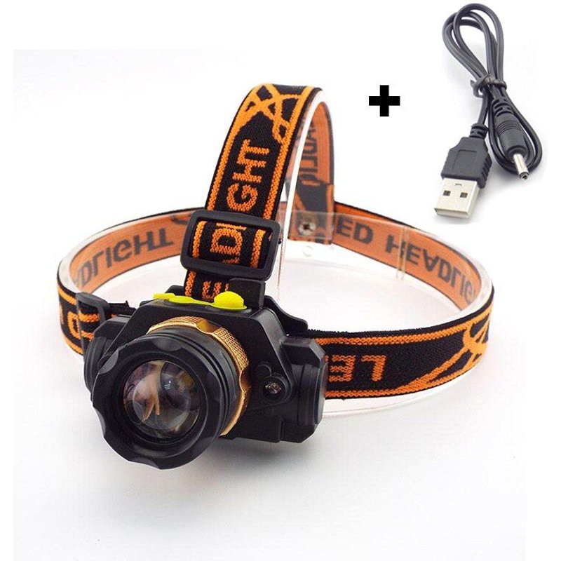 Câble USB à DC - lampe frontale à LED avec capteur de lumière, Rechargeable, 18650, lumière nocturne, électron puissant