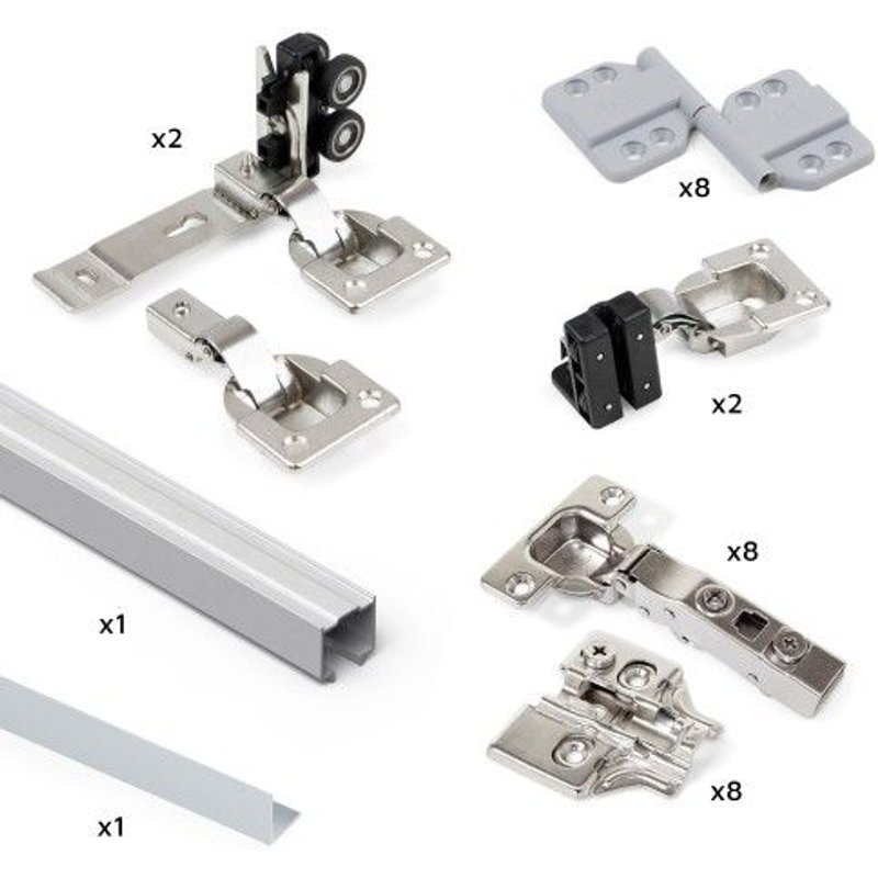 Système coulissant et pliant 2 portes - 50 kg - guide bas - Twofold EMUCA