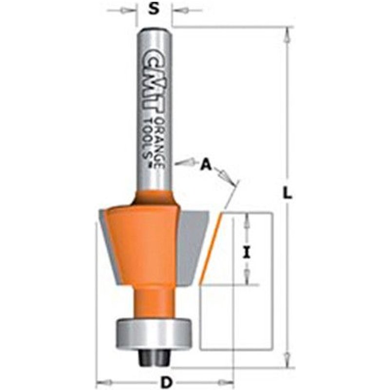 Fraise à chanfreiner et affleurer 2 tranchants 15° D. 18,6 mm x Lu. 11 x Q. 6 mm - 709.016.11 - CMT