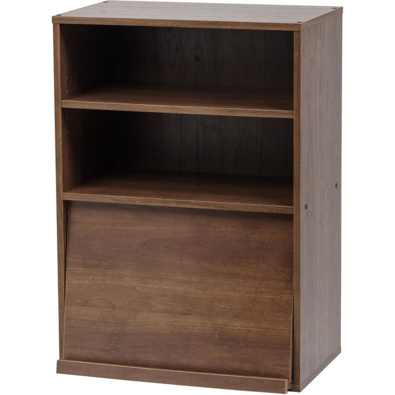 Iris Ohyama, Module Furniture CHR-1 Meuble de rangement 2 étagères et une niche à porte rabattable en bois MDF, Engineered Wood, Chêne Brun