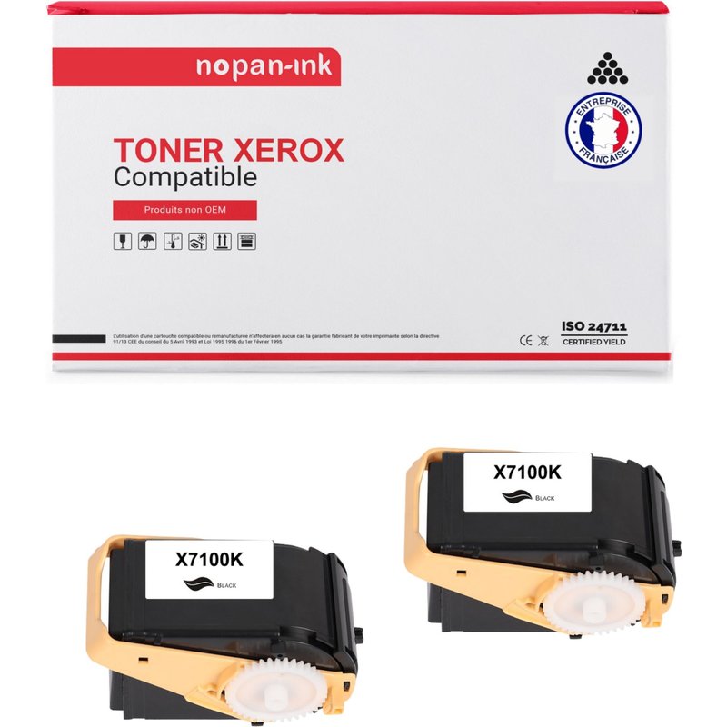 2 Toner pour XEROX 106R02598 Black 5000 Pages avec Xerox Paser 7100 Series Xerox Paser 7100 dn Xerox Paser 7100 dnm Xerox Paser 7100 n Xerox Paser 7100 nm