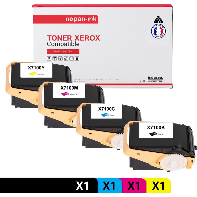4 Toner pour XEROX 106R02598 Black + Cyan + Magenta + Jaune BK:5000 CMY:4500 Pages avec Xerox Paser 7100 Series Xerox Paser 7100 dn Xerox Paser 7100 dnm Xerox Paser 7100 n Xerox Paser 7100 nm