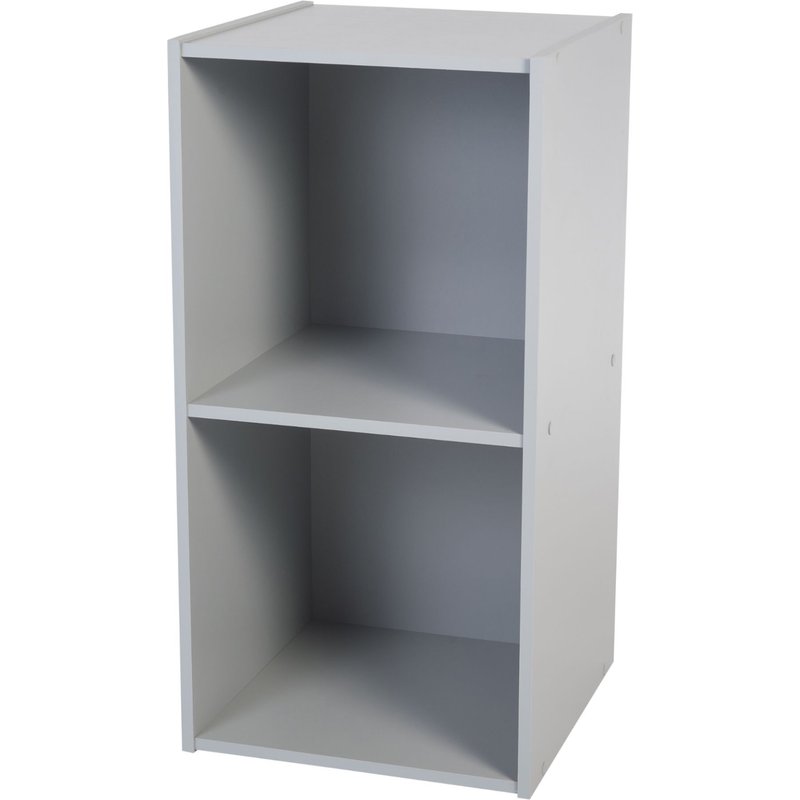 Iris Ohyama,Meuble de rangement modulaire/Étagère pour jouets, 2 compartiments - KCX-2 - Bois, Gris, L35.4 x P35.1 x H70.2 cm