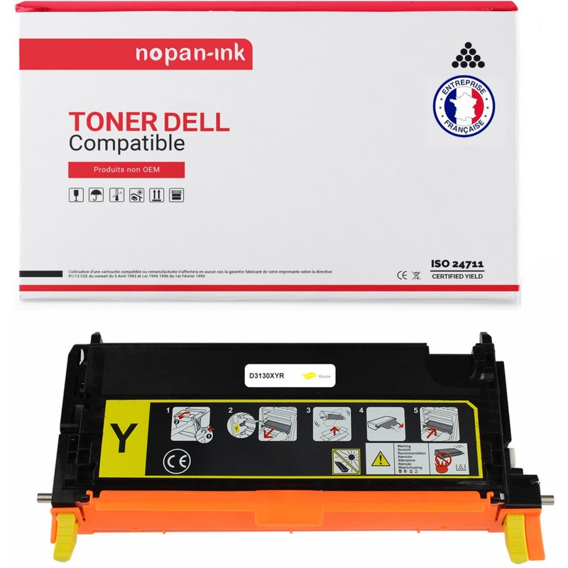 1 Toner pour DELL 593-10291 Yellow 9000 Pages avec Dell 3130cn