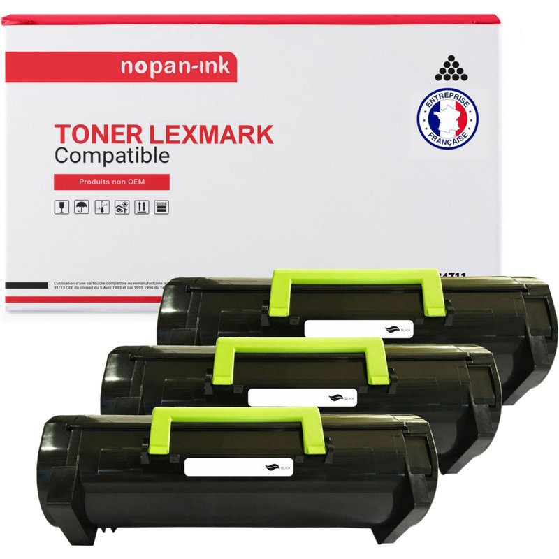 3 Toner pour LEXMARK 60F0XA0 Black 20000 Pages avec Lexmark MX510de MX511Series MX511de MX511de MX511dte MX610de MX611 Series MX611de MX611de MX611dte