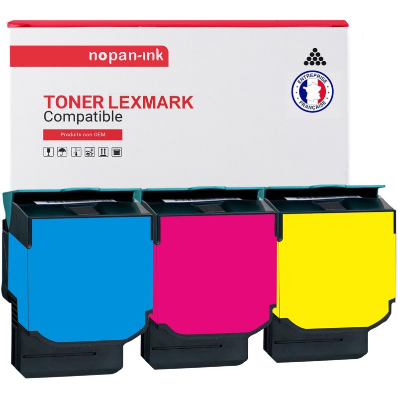 3 Toner pour LEXMARK 80C0S20 + 80C0S30 + 80C0S40 Cyan + Magenta + Jaune 2000 Pages avec Lexmark CX310 CX310dn CX310n CX410 CX410de CX410dte CX410e CX510 CX510de CX510de CX510dte