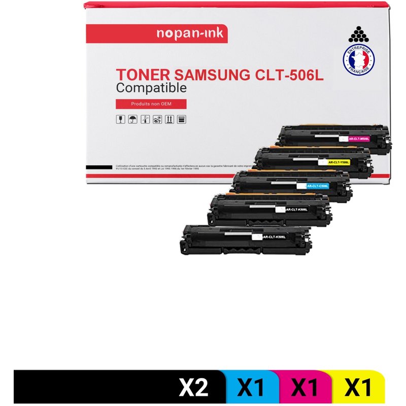 5 Toner pour SAMSUNG CLT-506L ELS Black x2 + Cyan + Magenta + Jaune BK:6000 CMY:3500 Pages avec Samsung CLP-680 Samsung CLP-680 DW Samsung CLP-680 DW Premium Line Samsung CLP-680 ND Samsung CLP-680 ND