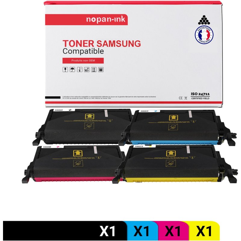 4 Toner pour SAMSUNG CLT-5082L ELS Black + Cyan + Magenta + Jaune BK:5000 CMY:4000 Pages avec Samsung CLP-620 Samsung CLP-620 ND Samsung CLP-620 Series Samsung CLP-670 Samsung CLP-670 N Samsung CLP-67