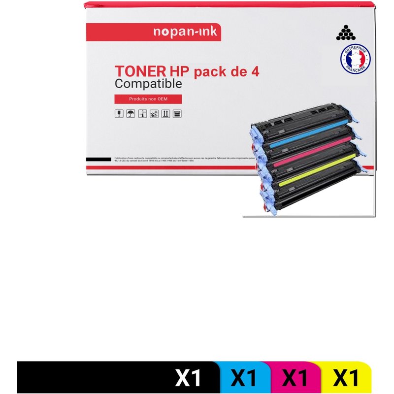 4 Toner pour P Q6000A + Q6001A + Q6003A + Q6002A Black + Cyan + Magenta + Jaune BK:2500 Pages CMY:2000 Pages avec P Color LaserJet 1600 P Color LaserJet 2600N P Color LaserJet 2605DN P Color LaserJet