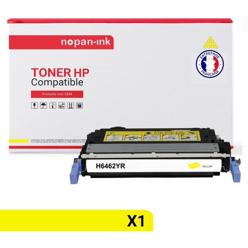 1 Toner pour P Q6462A Yellow 12000 Pages avec P Color LaserJet CM4730 MFP P Color LaserJet CM4730F MFP P Color LaserJet CM4730FM MFP P Color LaserJet CM4730FSK MFP P Color LaserJet 4730MFP P Color Las