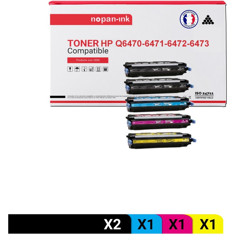 5 Toner pour P Q6470A (x2) + Q6471A + Q6473A + Q6472A Black x2 + Cyan + Magenta + Jaune BK:6000 CMY:4000 Pages avec P Color LaserJet 3600 P Color LaserJet 3600DN P Color LaserJet 3600N P Color LaserJe