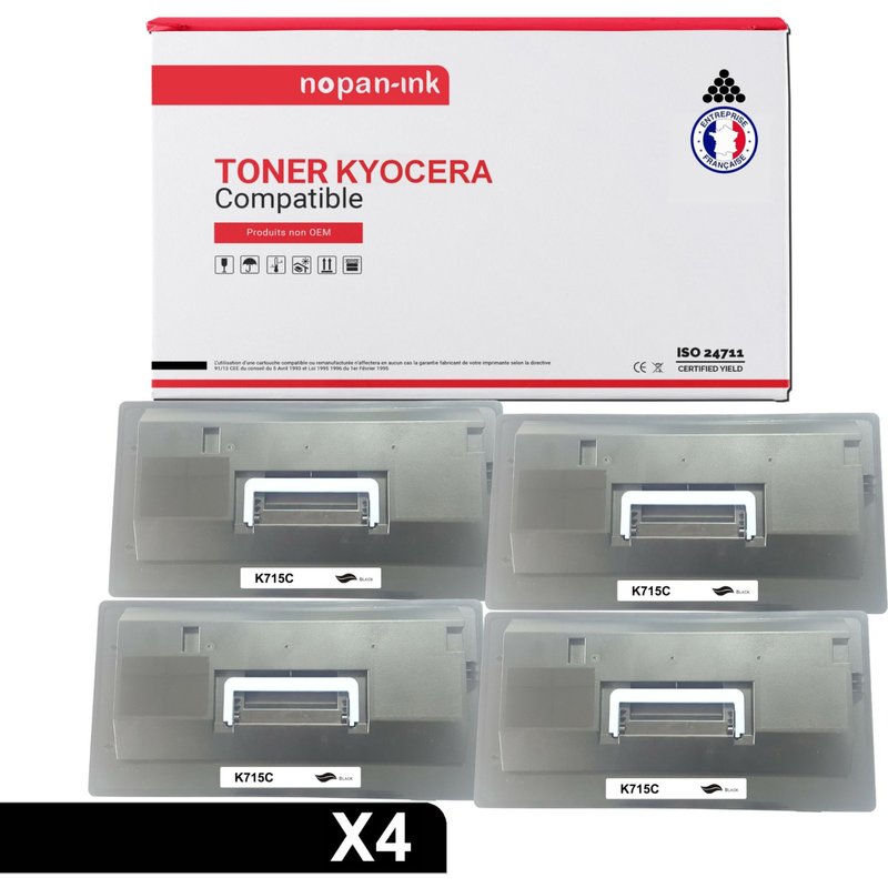 4 Toner pour KYOCERA TK715 Black 34000 Pages avec Kyocera KM 3050 Kyocera KM 4050 Kyocera KM 5050