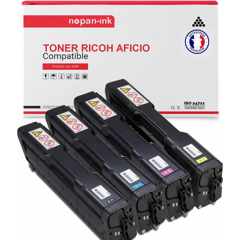 4 Toner pour RICOH AFICIO 407716 Black + Yellow + Magenta + Jaune 6500Black-6000COULEUR Pages avec Rico Aficio SP C 252 DNw Rico Aficio SP C 252 dn Rico Aficio SP C 252 sf Rico Aficio SP C 262 DNw Ric