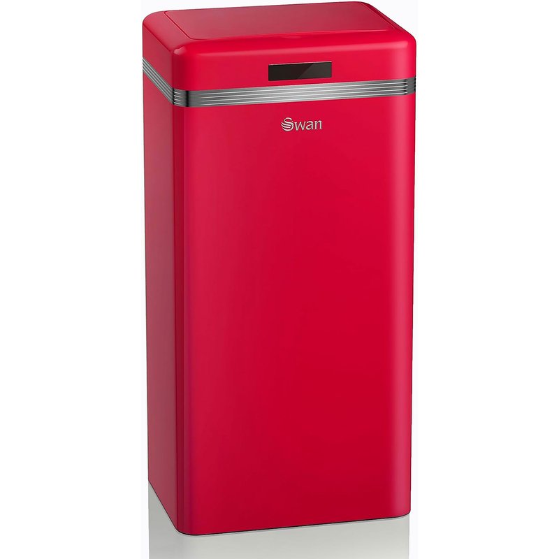 Retro Poubelle à Ouverture Automatique avec Capteur, Métal, 45 Litres, Vintage, , Rouge, SWAN, SWKA4500RNEU