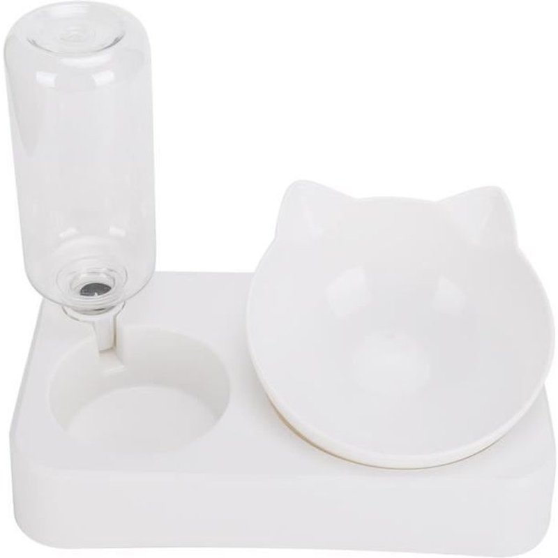 Mangeoire Bouteille D'eau Potable 15 ° Réglable Incliné Protection Du Cou Chat Chien Bol D'alimentation (L)-Hen