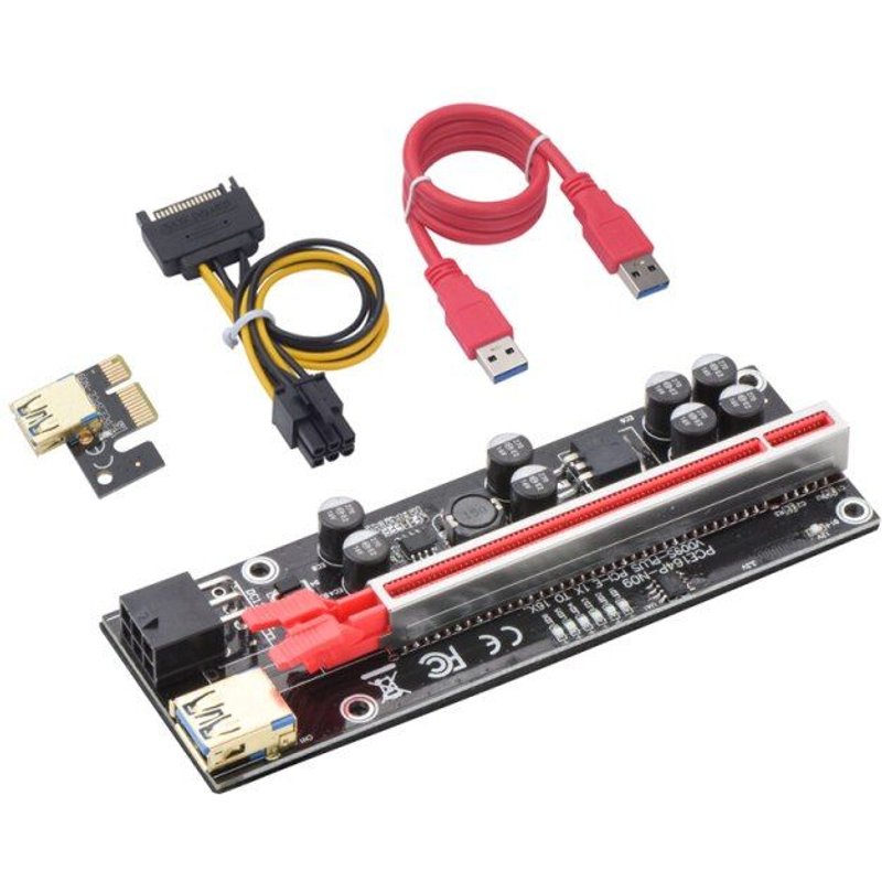 carte graphique PCI E 1X à 16X, extension PCIe, mise à niveau, adaptateur GPU 010s Plus PCI E, 6 lumières LED pour carte graphique vidéo