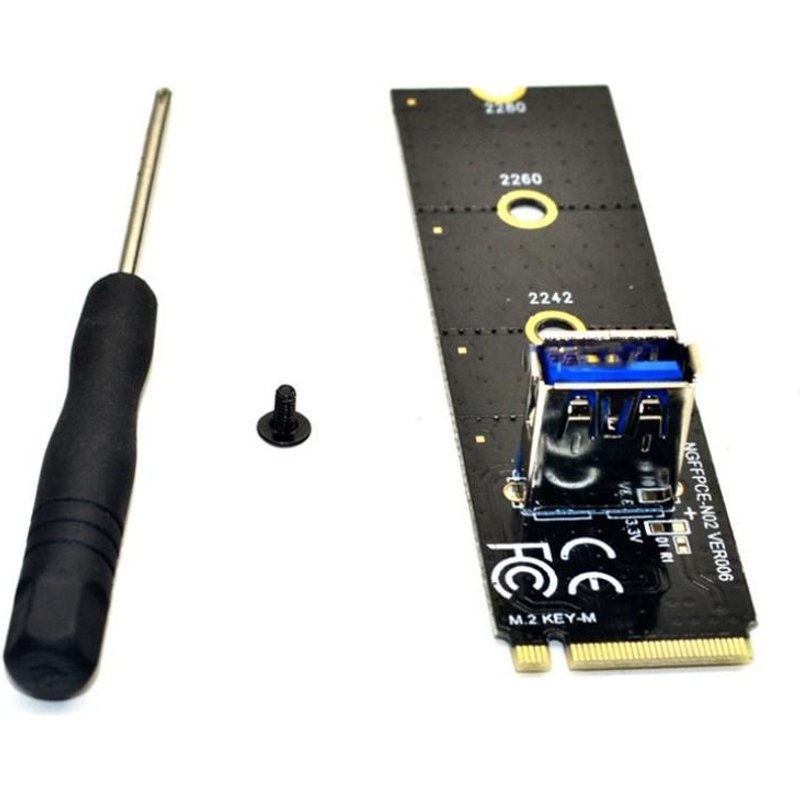 adaptateur de carte de transfert M.2 vers USB 3.0, convertisseur pour PCI Express M.2 NGFF vers PCI E X16, prolongateur pour le minage
