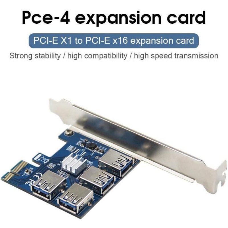 adaptateur de carte de multiplicateur PCIE Express 1x à 16x, Port PCIe 1 à 4, USB 3.0, pour le minage de BTC