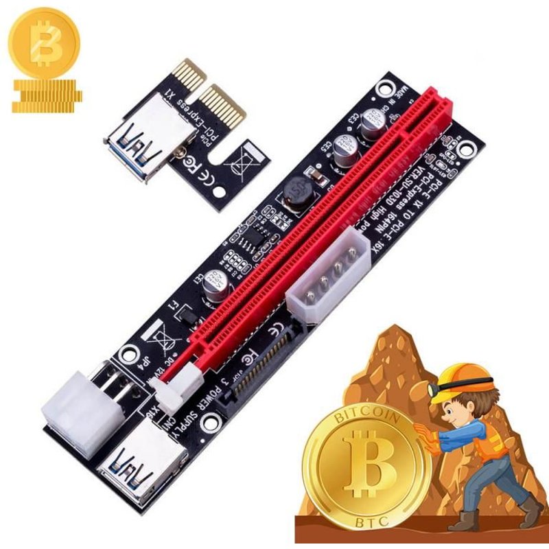 Adaptateur USB 3.0 Pcie Riser Express 1X 4x 8x 16x, extension PCI E Riser 009S, carte SATA GPU double 15 broches Ă 6 broches pour mineur BTC
