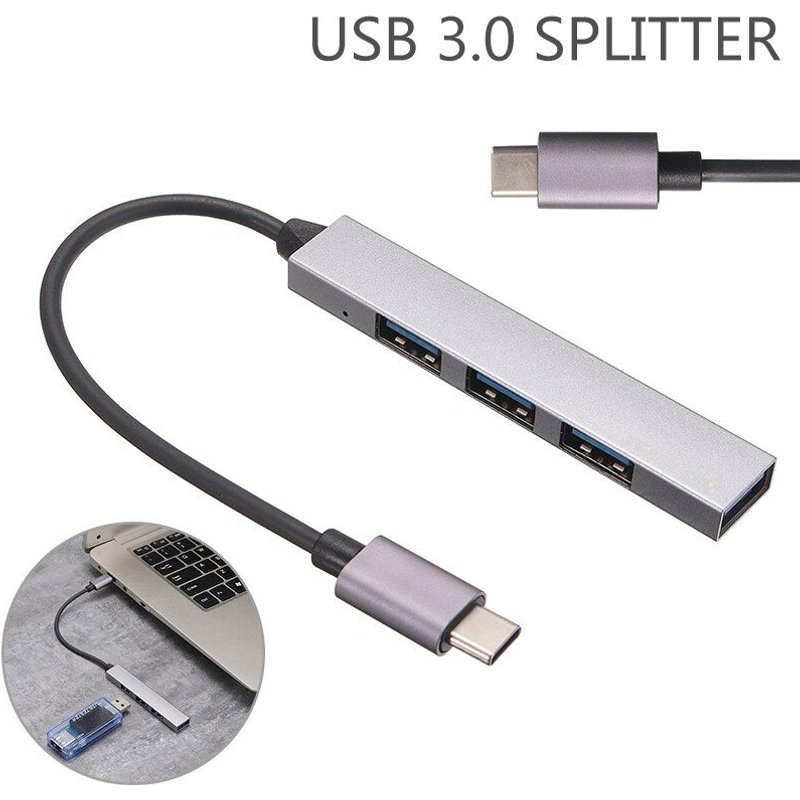 Répartiteur Ultra fin de Type C USB 3.1 à USB 2.0 Hub, Interface OTG, pièces d'ordinateur, connecteur d'alimentation multi ports pour ordinateur portable
