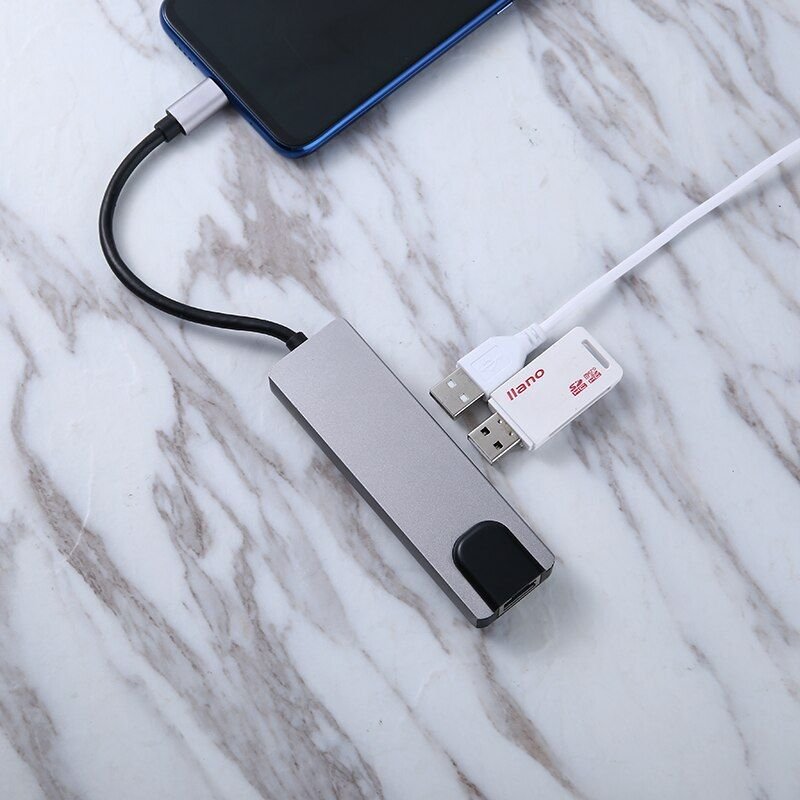 Adaptateur Hub multi ports 5 en 1 USB type c, séparateur, câble de chargement PD, compatible HDMI, 4K, USB 2.0, réseau Ethernet