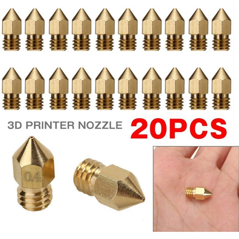 Buse d'extrusion en laiton 0.4mm MK8, 20 pièces, accessoires de remplacement pour imprimante 3D, nouveau